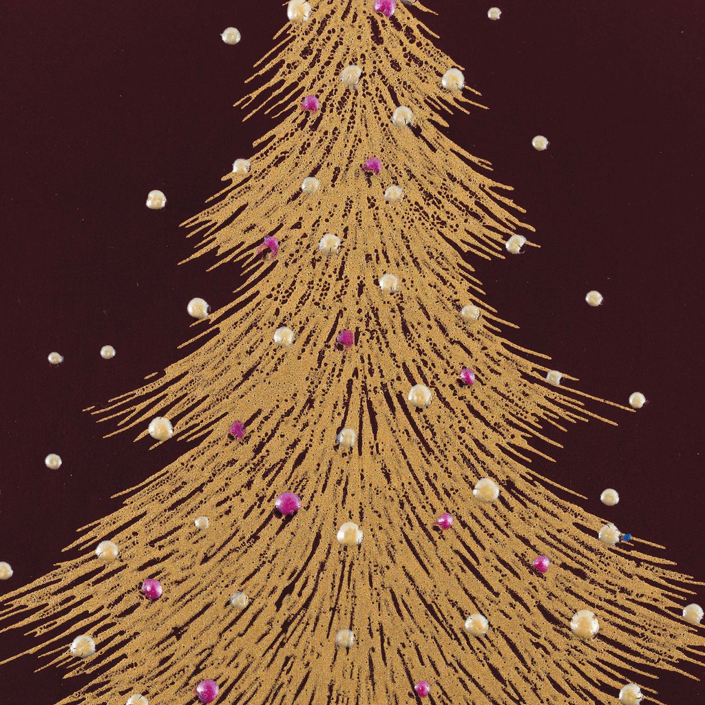 Gold Christmas Tree on Burgundy