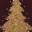 Gold Christmas Tree on Burgundy