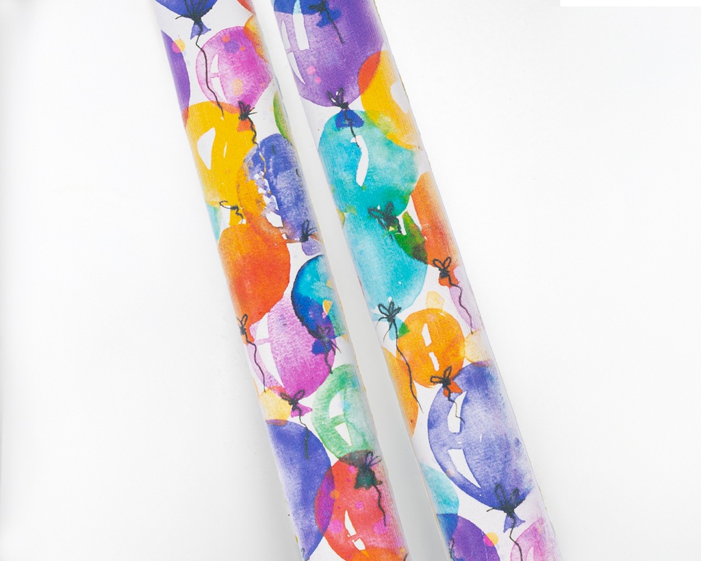 Colorful Birthday Balloons - Set of 2 Taper Candles