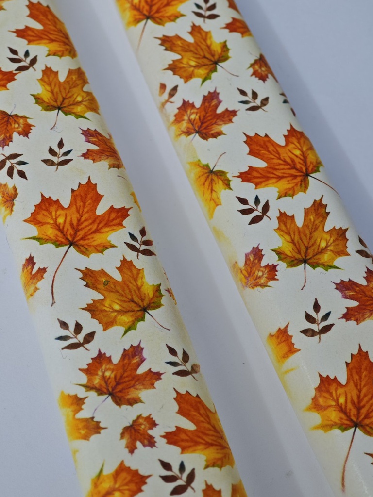 Set of  2 Taper Candles Fall Leaves