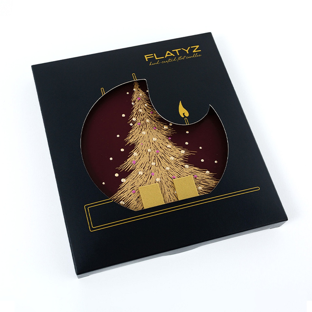 Gold Christmas Tree on Burgundy