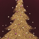 Gold Christmas Tree on Burgundy